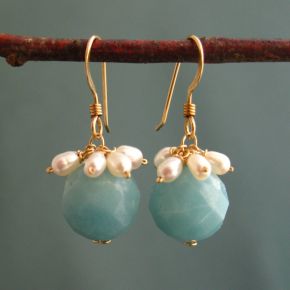 Amazonite & Pearl Earrings