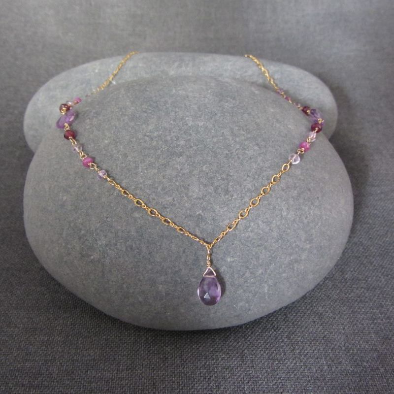 Amethyst, Garnet & Sapphire Necklace
