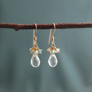 Crystal Quartz, Pearl & Apatite Earrings