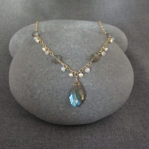 Labradorite, Moonstone & Pearl Necklace