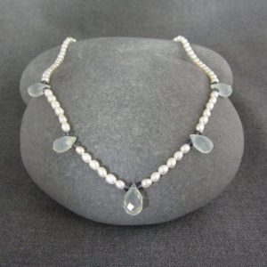 Pearl, Chalcedony & Iolite Necklace