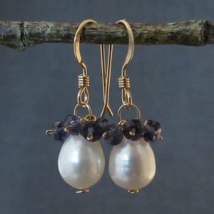 Pearl & Iolite Earrings