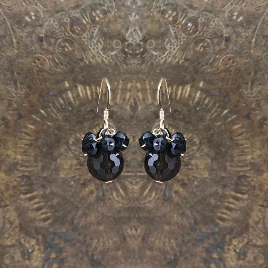 Smokey quartz and black spinel earrings