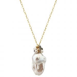 Freshwater Baroque pearl & gemstone necklace