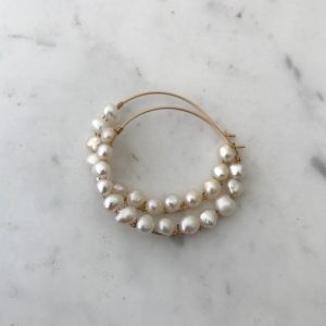 Pearl wrapped hoop earrings