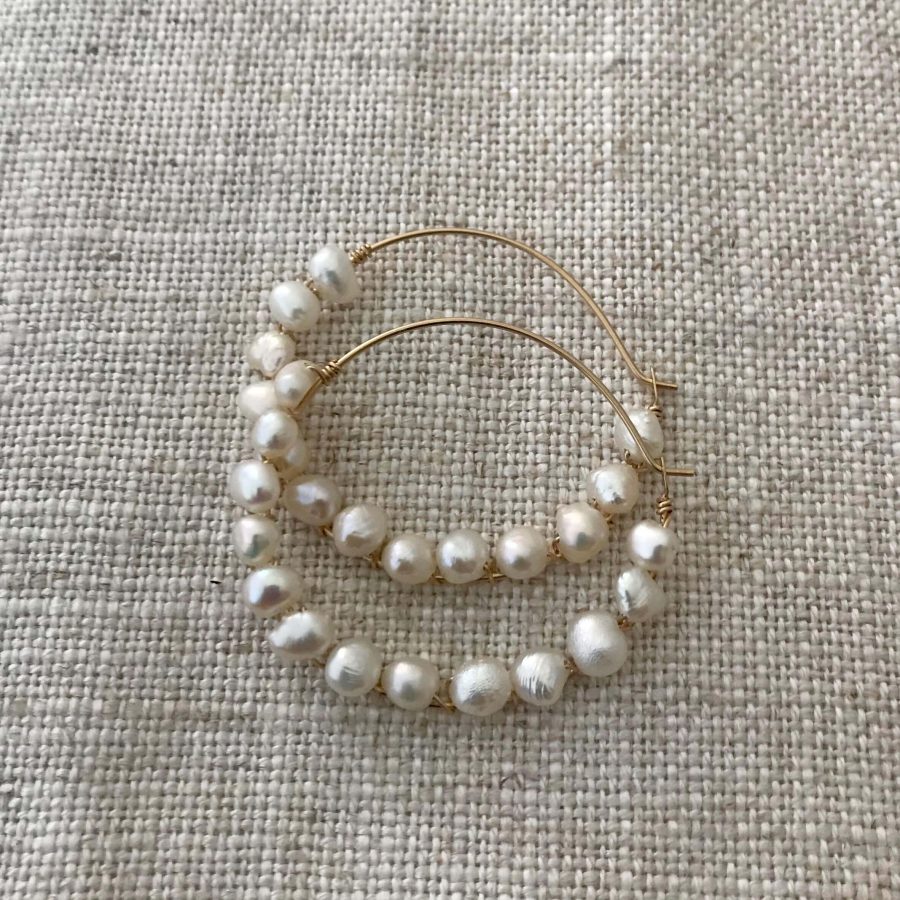 Pearl wrapped hoop earrings
