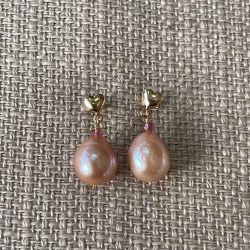 Pink pearl tourmaline earrings