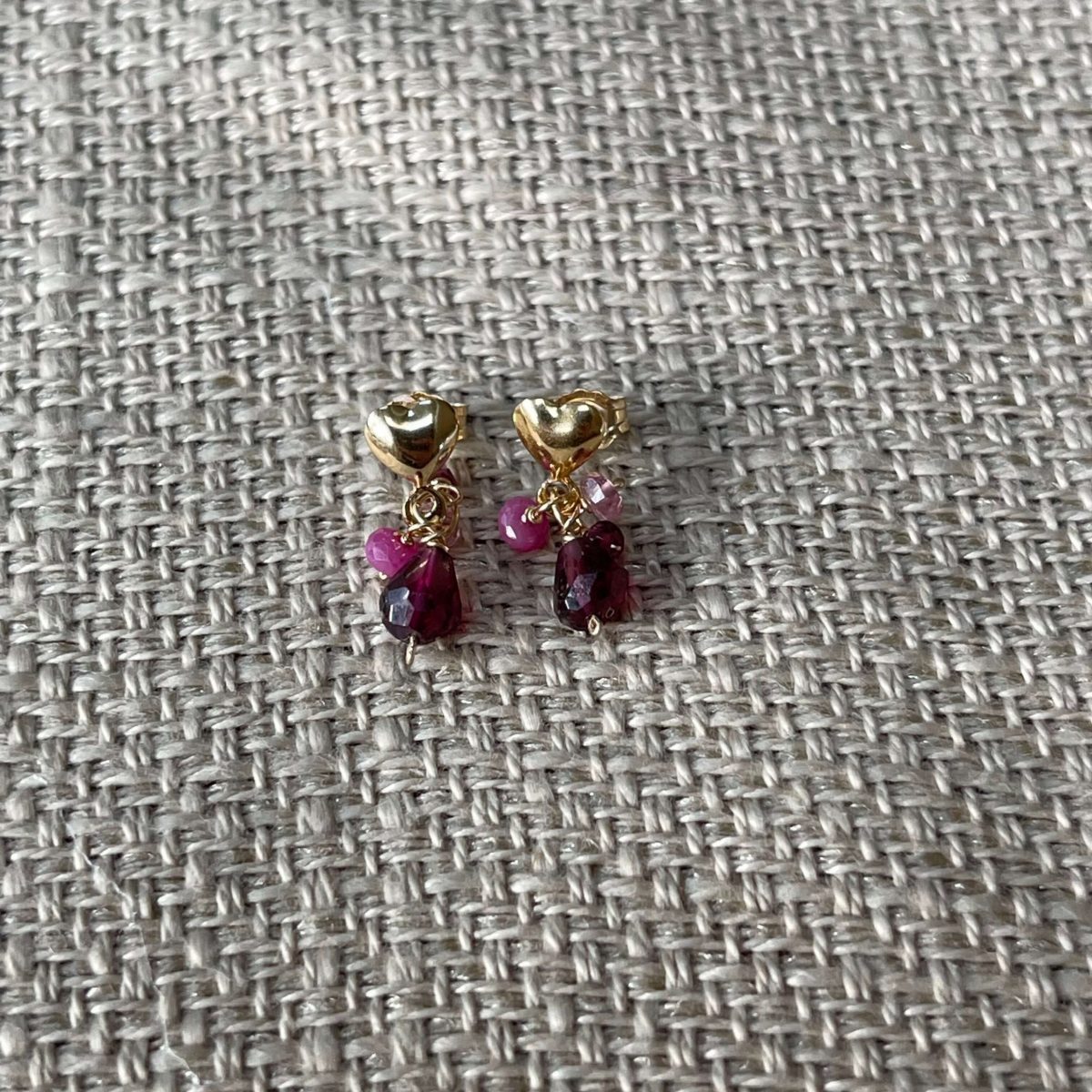 Gemstone Heart Earrings - Fleur Jewellery