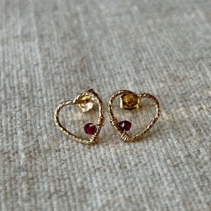 Garnet heart earrings